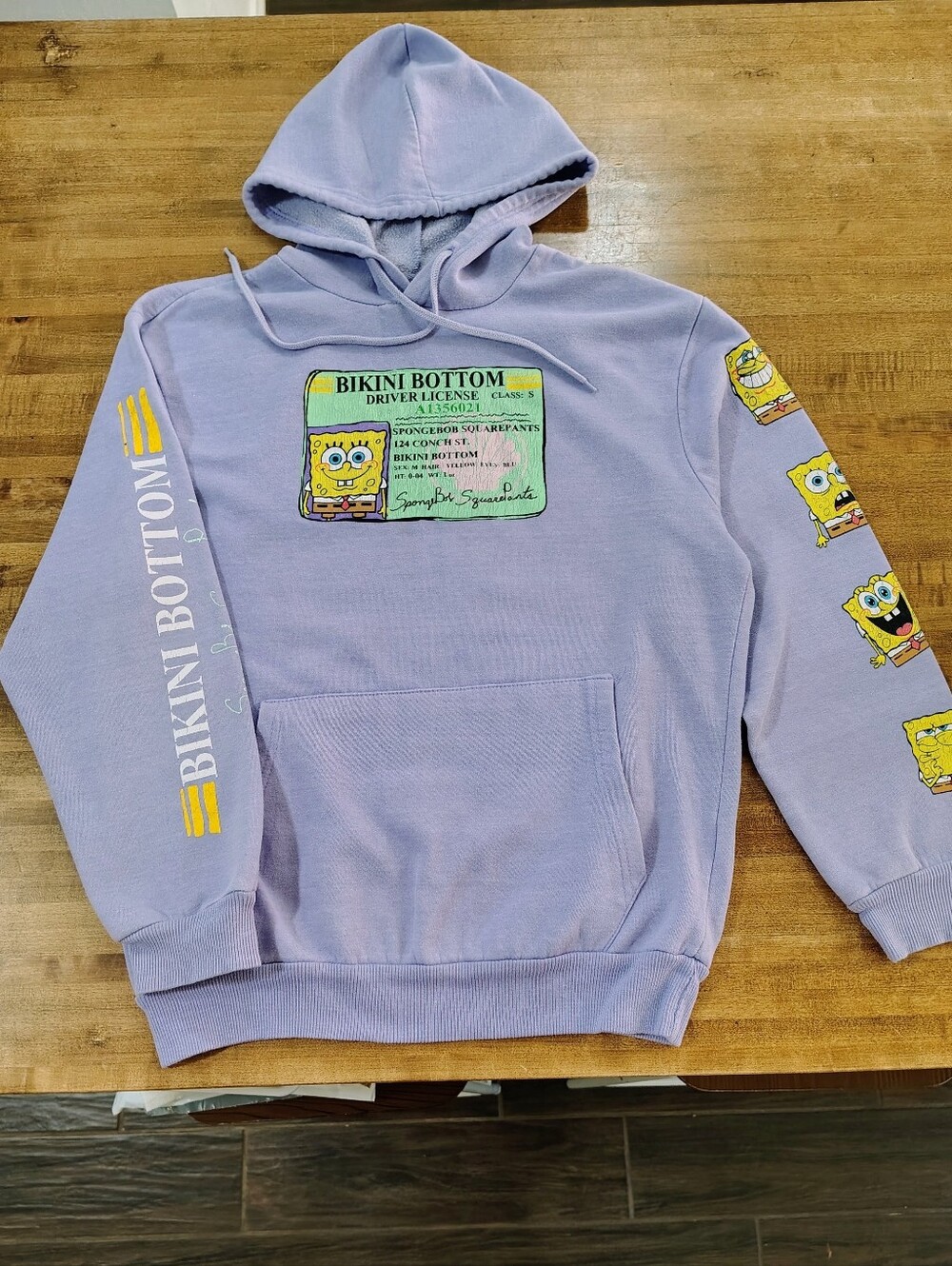 SpongeBob Bikini Bottom Driver License Light Purple Hoodie M Nickelodeon Origina